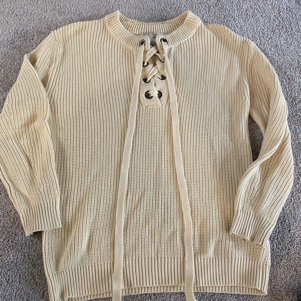 JOA lace up sweater